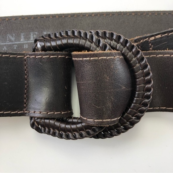 DANIER Brown Leather Wide Belt Medium - Picture 3 of 7